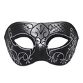 Maschera veneziana vintage a metà viso in nero opaco con decorazioni glitterate argentate - Nero Argento