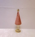 Elegant rose gold velvet cone jewelry stand with gold star top and metal base - Dusty Pink