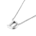 Silver-tone letter D necklace with micro-pave diamonds on polished titanium steel - Letter D Style (KN88572-KLB)