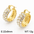 Elegantes pendientes de titanio dorado con brillantes diamantes de imitación, tamaño 22x9mm - Dorado (KE110157-KFC)