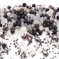 Mixed black, white and silver DIY beads set with starfish and fish charms for jewelry - Moonlight White