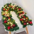 Christmas garland with LED lights, pine cones, and colorful ornaments on white wood - Style C (Snowflake & Pine Cone) / 1.8m With LED Lights