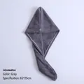 Gray microfiber hair drying towel cap with wave pattern and clear button 65x25cm - Wave / 25*65cm / Gray