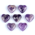 Polished 20mm natural amethyst heart stones with unique violet crystal textures - Amethyst