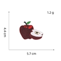 Detailed view of red apple embroidered patch with measurements 5.7cm by 4.4cm - Apple (AZ2459A5-3-7)