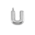 Minimalist silver bubble letter U pendant in polished stainless steel for women - Letter U-Pendant Only / Silver