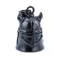 Ciondolo a forma di elmo vichingo nero in metallo con campanello su sfondo bianco - Nero Con Chiusura a Moschettone (GBK-031)