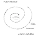 Zilveren roestvrijstalen paperclip ketting met karabijnsluiting en label - Kale Ketting / 42+5cm / Staalkleur