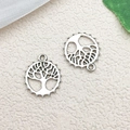 Silver Tree of Life alloy hollow pendants for DIY necklaces and handmade bracelets - Round Tree of Life / 16x18mm