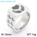 Anello punk quadrato argento da uomo con grafica cuore e mani nere, misura da 8 a 12 - US 8 / Stile con Motivo Cuore e Mani (KR111359-Z)