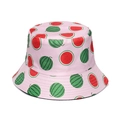 Pink sun bucket hat with watermelon print for women, breathable cotton summer headwear - M / Pink Watermelon Print (B)