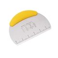 Stainless steel dough scraper with measurements and ergonomic yellow handle for baking - Stainless Steel Rolled Handle Dough Scraper