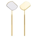 Golden heart-shaped eyelash extension mirror with knurled handle on white background - Square / Gold