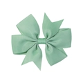 Handmade mint green grosgrain ribbon bow hair clip with layered swallowtail V-shape - Mint Green