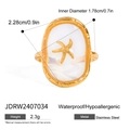 Especificaciones de tamaño y peso del anillo de estrella de mar en acero inoxidable oro - Estilo Estrella de Mar Dorada con Acabado Ovalado (JDRW2407034)