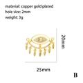 Gold plated evil eye sun pendant with zircon stones and tassel, 25mm charm dimensions - P03172-B Gold Evil Eye Fringe
