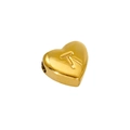18K gold-plated stainless steel heart pendant necklace featuring engraved letter T charm - Letter T / Steel