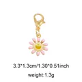 Pink daisy enamel charm with gold lobster clasp for shoes and bags, 3.3x1.3cm size - Style 24 Daisy