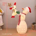 Set de muñecos de nieve navideños luminosos con gorros rojos y tejido de malla LED - Decoración Luminosa de Muñeco de Nieve Doble - 1,2 m / Enchufe Plano 110-240V