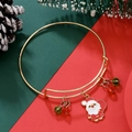 Detail of adjustable gold Christmas bangle with Santa charm and red green crystal beads - Santa Claus Pendant (D1369)
