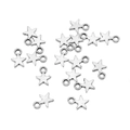 Macro view of silver star alloy charms with hanging rings for DIY jewelry making - 100 Pcs/Pack / Antique Silver