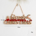 Wooden Merry Christmas hanging sign featuring reindeer and tree motifs in red and natural wood - 30cm Natural Reindeer Letter Sign