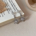Silver snowflake drop earrings with sparkling zircon crystals for a winter aesthetic - Silver Style