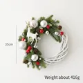 Ghirlanda natalizia bianca 35cm con decorazione renna aghi di pino e bacche - Stile Alce d'argento / 35cm