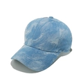 Close-up of light blue washed denim baseball cap with textured jacquard fabric detail - M (56-58cm) / Blue