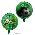 Green soccer foil balloons for parties featuring Soccer and Goal prints in 18 inch size - 18 Inch Round Sports Soccer