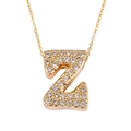 Gold letter Z pendant necklace with sparkling cubic zirconia on a dainty cable chain - Letter Z / Gold