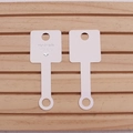 White key-shaped jewelry card tags with silver Handmade with Love print on wood - White
