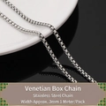 Chaîne box en acier inoxydable de 3mm pour bijoux DIY, pack de 1 mètre, fini métal - Chaîne Perle Carrée 3mm 1m