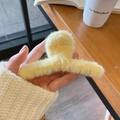 Fuzzy lemon yellow plush hair claw clip in a minimalist Korean style for autumn and winter - Yellow Plush Hair Claw