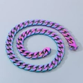 Collar de cadena cubana plana de 15mm para hombre con acabado de arcoíris vibrante - Colorido / 60CM