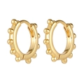Pendientes de aro geométricos bañados en oro con esferas decorativas para mujer - Aro Dorado con Borde de Cuentas (E472)