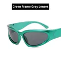 Futuristic steampunk Y2K sports sunglasses featuring green frame and grey lenses - Green Frame Grey Lens