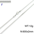 Silver 2mm snake bone chain necklace 600mm length with lobster clasp for men and women - Silver 600x2mm(KN203611-Z)