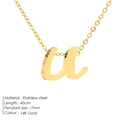 Zierliche vergoldete Edelstahlkette mit einem kleinen 'u' Buchstaben-Anhänger - Buchstabe U / Gold