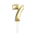 Golden 3D geometric number 7 birthday candle with metallic diamond cut design for cakes - Number 7 / Gold