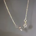 Elegant tulip pendant necklace with luminous white stone and sparkling leaf detail - X1046 Silver - Tulip Pendant