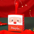 Caja de regalo de Papá Noel roja con texto Merry Christmas y asa de satén decorativa - 4.3*9*9.5CM / Rojo