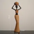 Artistic resin African woman statue in yellow dress holding basket, height 27.5cm - BYX8638 Style A Woven African Woman