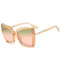 Oversized butterfly sunglasses in orange transparent frame with pink gradient lenses - Champagne / Green to Pink Gradient Lens