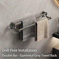 Modern double towel bar in gunmetal gray 50cm wall-mounted rack for bathroom - Gunmetal Grey Double Rod 50CM