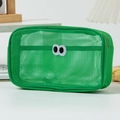Estuche rectangular de malla verde con bordado de ojos lindos para estudiantes - Verde