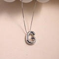 Polished silver balloon style letter G pendant with minimalist box chain necklace - Letter G - Silver