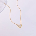 Titanium steel heart pendant necklace in gold finish with light blue mother of pearl inlay - Gold White Shell Heart