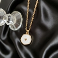 Elegant gold chain necklace featuring a white enamel heart pendant on black silk - Gold Style 1 (Round/Irregular Pendant)