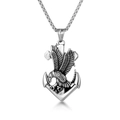 Vintage stainless steel eagle pendant necklace with anchor and cross in silver finish - Eagle Anchor Cross + Stainless Steel Chain